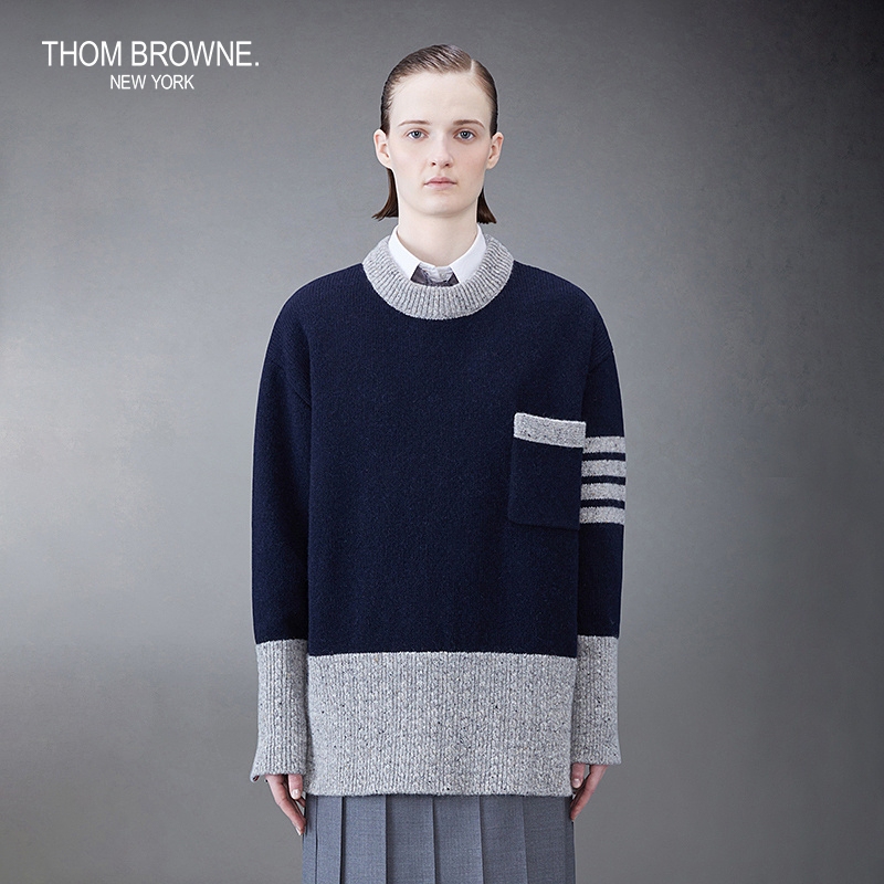 女士针织套头衫ThomBrowne圆领