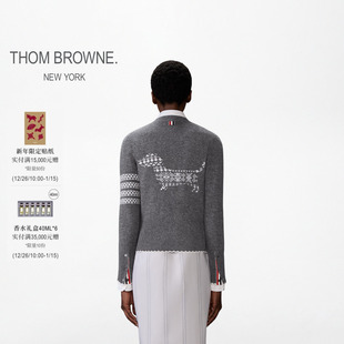 新品 THOM BROWNE HECTOR 冬季 女士羊毛 嵌花开衫 6期免息