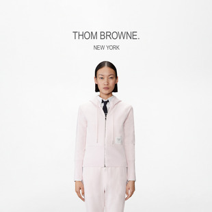 BROWNE女士2025早秋回纹针织四条纹拉链连帽衫 早秋新品 THOM