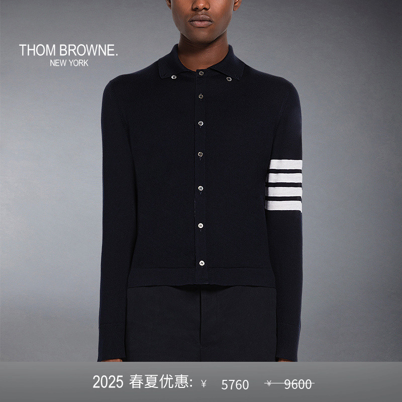 [即将下市]THOM BROWNE 男士四条纹羊毛长袖尖领衬衫毛衣