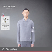 [五折优惠]THOM BROWNE  男士2003印花四条纹长袖POLO衫T恤