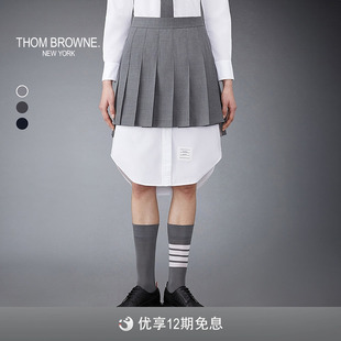 BROWNE 12期免息 THOM 女士春夏羊毛紐扣百褶裙短裙