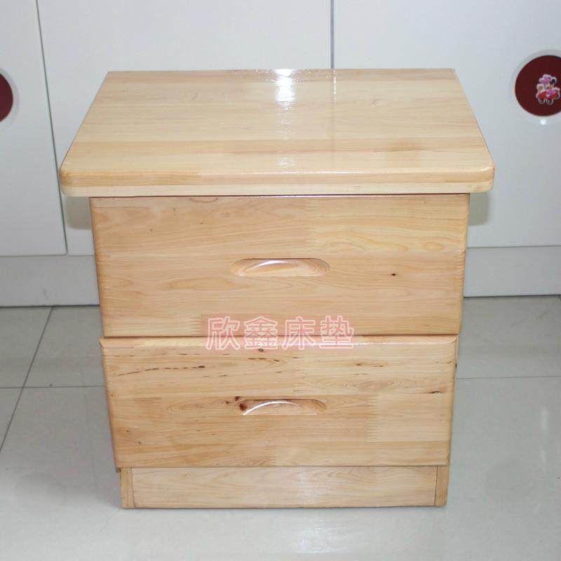 全实木床头柜现代简约柏木整装原木色双卧室柜储物柜抽屉小床边柜