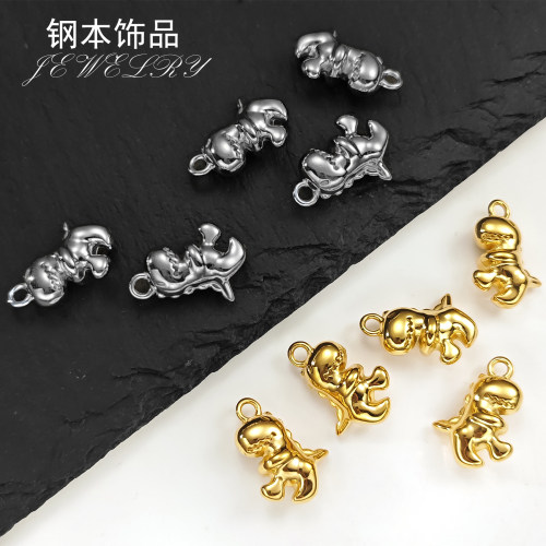 钛钢精工立体小恐龙吊坠diy挂饰