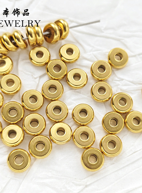 真空全金不锈钢扁珠车轮珠diy饰品配件光面隔珠手工项链手链隔片