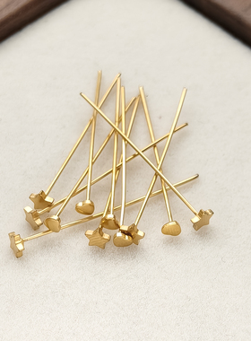 钢本饰品钛钢不掉色30MM桃心T针不锈钢星星针DIY手作串珠配件耳环