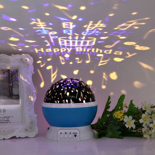 生日快乐LED灯生日投影灯气氛灯装饰场景布置闪光灯七彩旋转彩灯