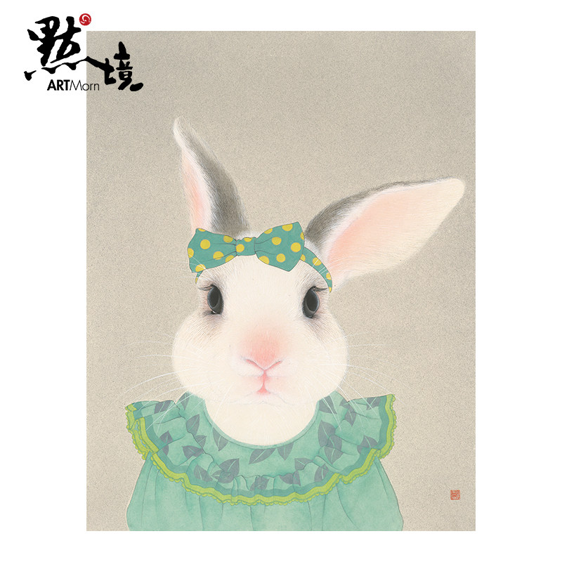 默境李娜限量版画兔子系列兔宝儿小少年兔公子潮流装饰画亲笔签名