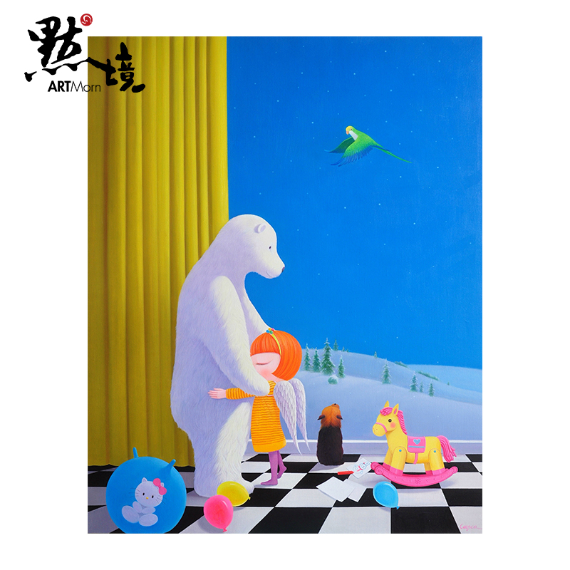 默境曹继才版画温暖的抱抱限量99版艺术家亲笔签名治愈潮流装饰画