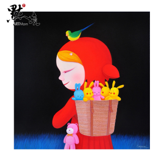 曹继才亲笔签名布面油画永远陪伴你原作唯美治愈节日礼物60 60cm