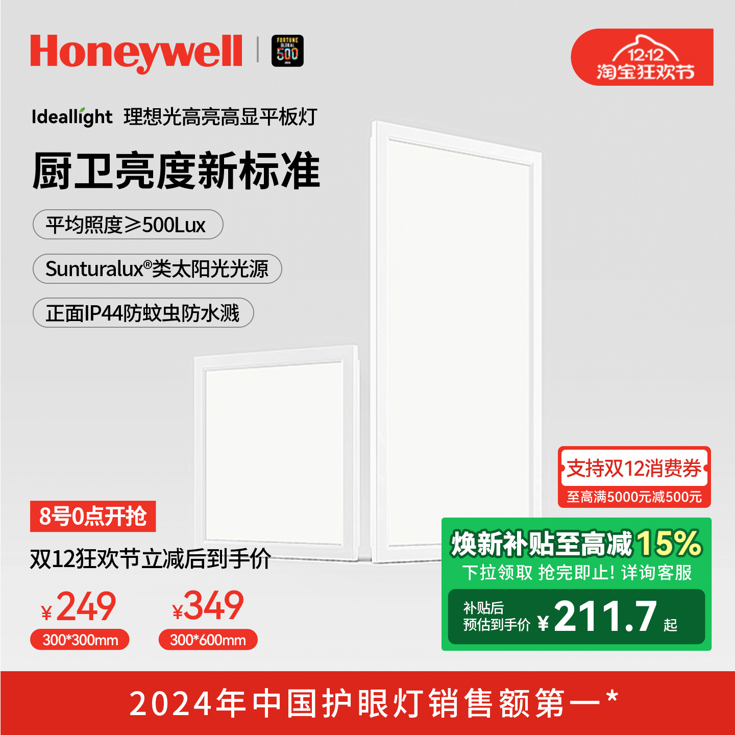 霍尼韦尔厨卫高亮面板灯简约现代