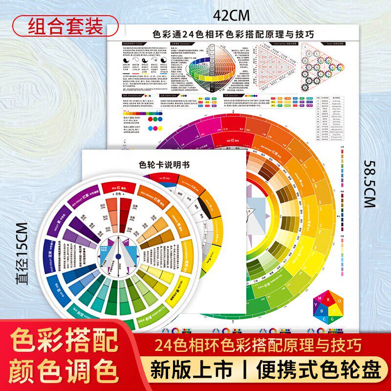色轮盘色环24色相环海报套装颜色搭配色卡比色配色色卡油漆调色平面设计色卡板色彩搭配标准色卡