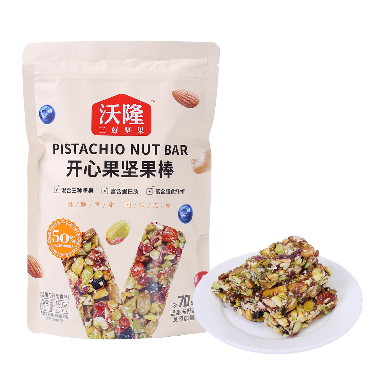 沃集鲜沃隆开心果坚果棒坚果与籽类食品出游聚会零食沃尔玛代购