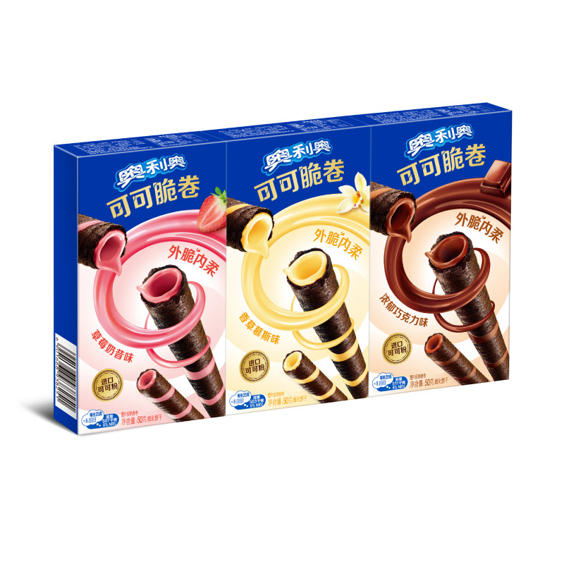 沃集鲜奥利奥可可脆卷三连包50g*3外脆内柔零食小吃沃尔玛代购