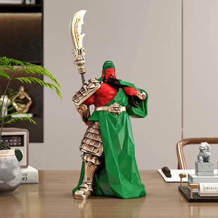 武圣关公桌面摆件关云长关二爷雕刻工艺品客厅玄关博古架装饰品