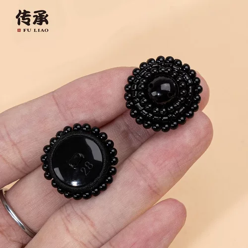 手工缝制小香风钉珠扣手缝扣大衣外套装饰扣时装扣子皮草纽扣辅料