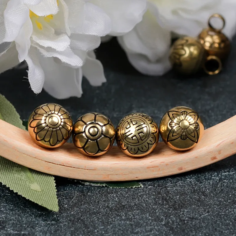 实心黄铜旗袍纽扣唐装汉服圆形刻花扣子复古祥云中式菊花盘扣珠子