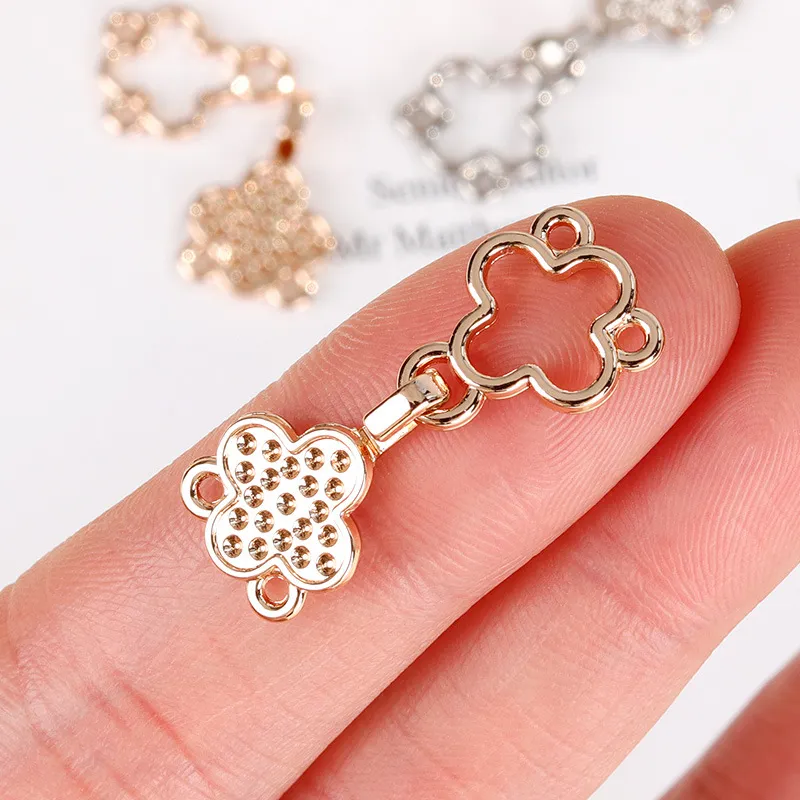 汉服子母扣明制宋制四叶草金属对扣旗袍金属盘扣复古立领云肩勾扣