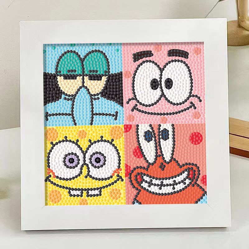 四宫格钻石贴画海绵宝宝派大星男孩儿童手工diy制作材料包点钻画