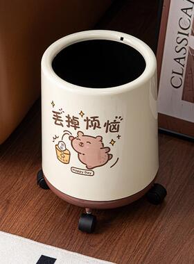 卡巴拉卫垃圾NCJ桶带滑轮新款家用厅卧室生间客高颜值卫生桶带盖