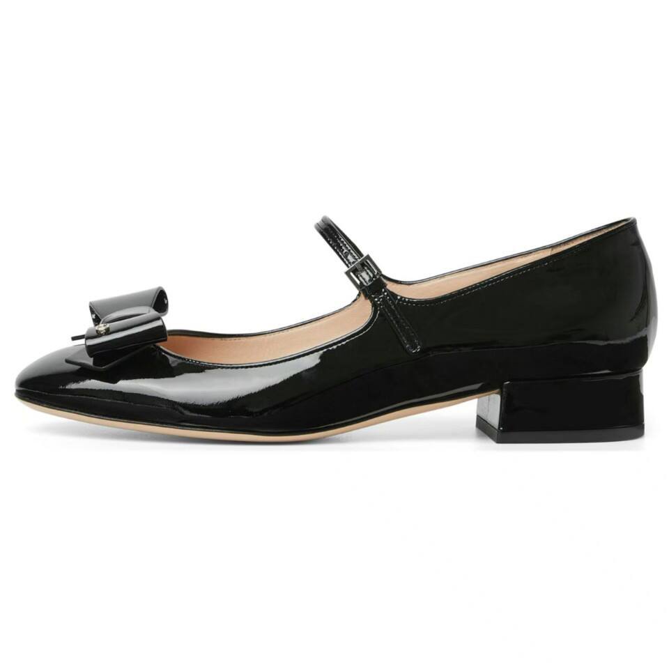 金罡粗跟玛丽珍女鞋2025春秋季皮鞋矮跟鞋浅口单鞋女纯色春季+