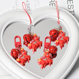 原创铃铛幸运小马新年挂件马上有钱马年钥匙扣包包挂饰手机链礼物