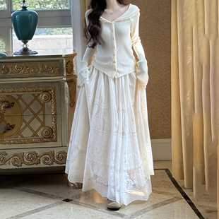 一罐杏仁桃温婉气质优雅针织上衣女夏季防晒薄款单排扣开衫修身