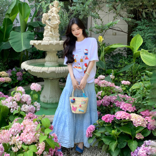 一罐杏仁桃hello Kitty凯蒂猫白色短袖T恤洋气印花可爱甜妹上衣女