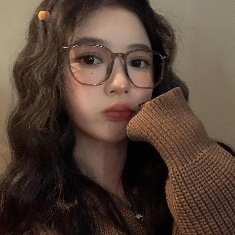 冷茶色近视眼镜ins高颜值素颜大框女款防蓝光平光镜男韩版显脸小