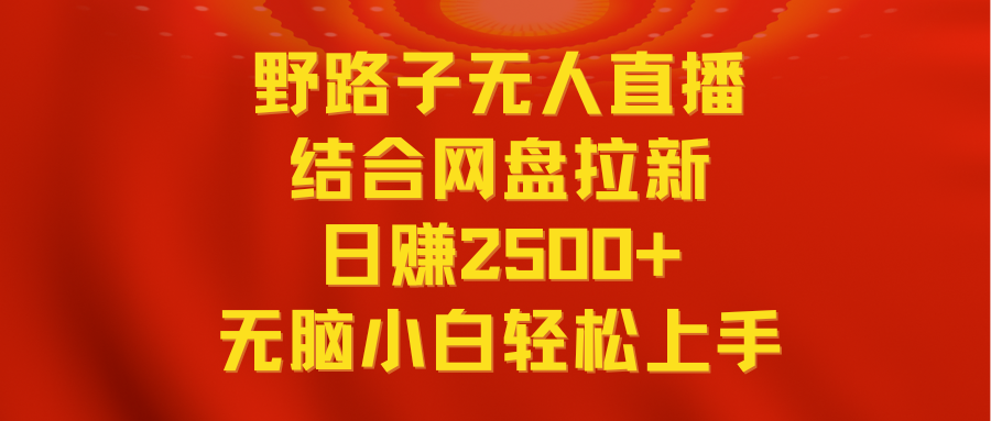 无人直播野路子结合网盘拉新，多平台变现，小白无脑轻松上手操作-封面