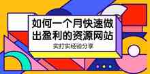 资源网站 如何一个月快速做出盈利 实打实经验分享