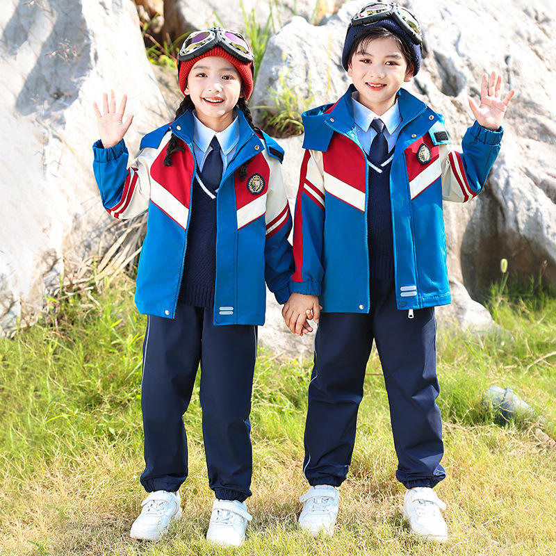 学生校服秋冬装冲锋衣三件套幼儿园园服运动会学院风班服春秋套装