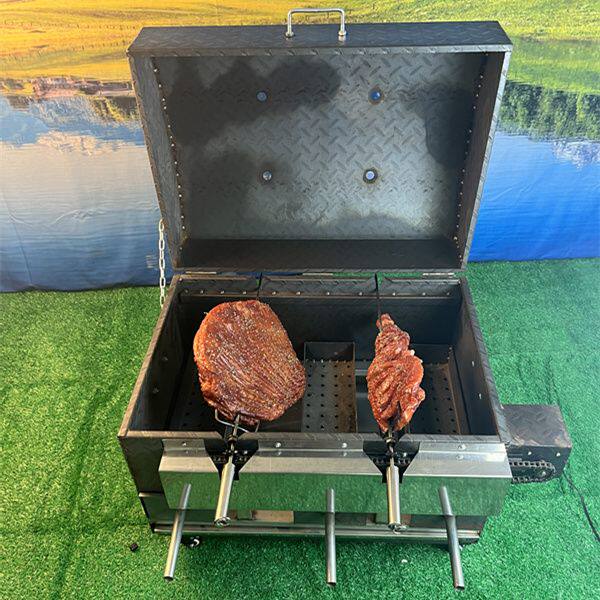 电动旋转烤羊腿炉子自动烤羊腿烤羊排烤炉带盖烧烤炉烤鸡烧烤炉