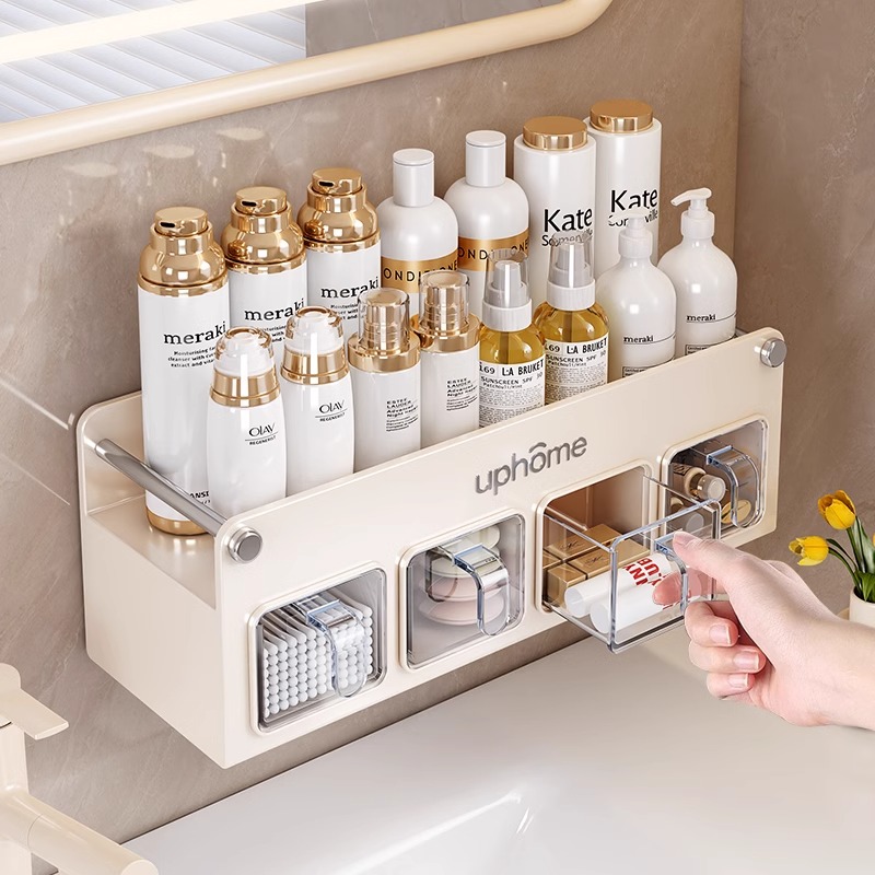 洗漱台镜前置物架挂毛巾收纳架