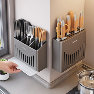 刀架厨房置物架2025新款刀具筷子筒多功能刀筷筒一体收纳架免打孔