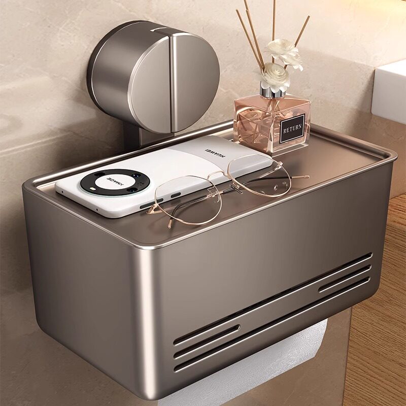 吸盘纸巾盒卫生间浴室防水厕纸盒抽纸收纳架无痕壁挂免打孔置物架