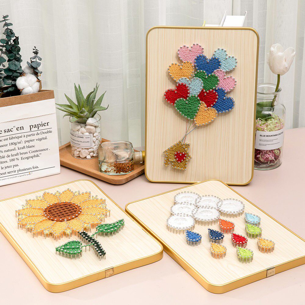 钉子绕线画手工礼物制作图片