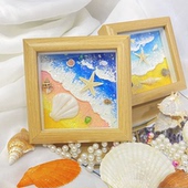 非遗手作石英砂立体沙海滩贝壳肌理画diy手工材料包油画摆件礼物