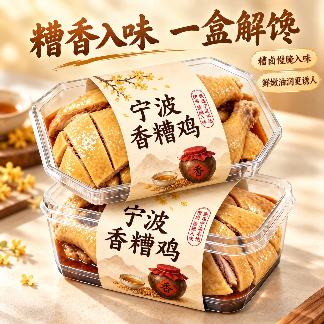 【老字号】香糟鸡花雕醉鸡宁波特产即食熟食卤味下酒菜腌鸡肉零食