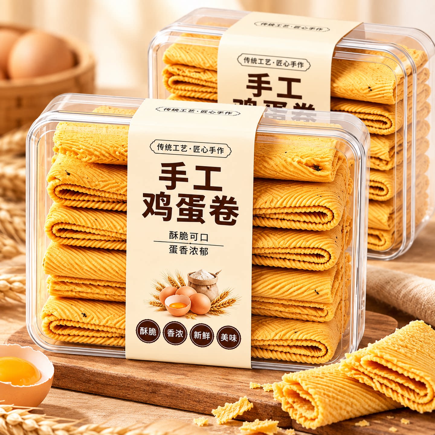 酥脆鸡蛋卷独立装分享下午茶香酥