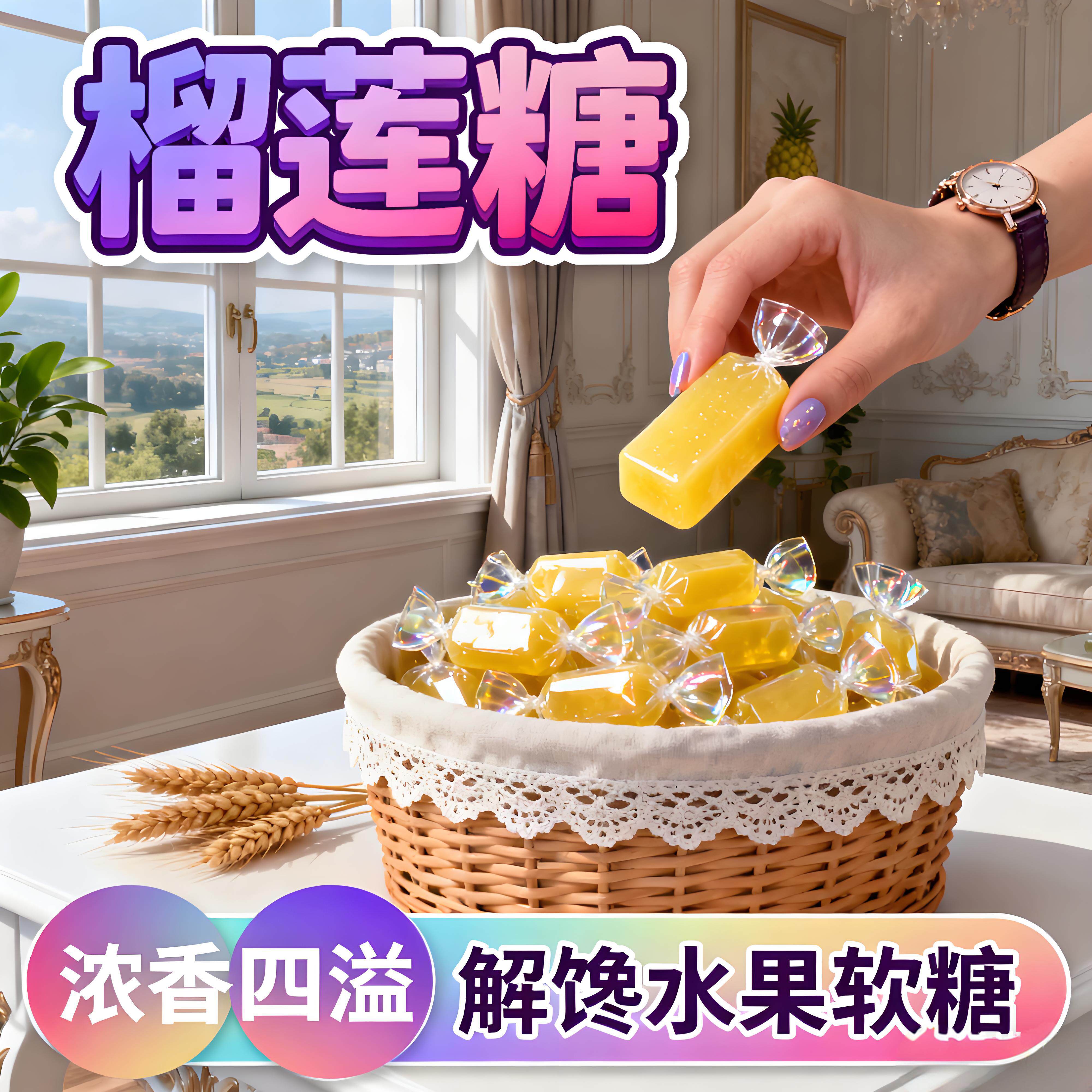 热销100W+泰国原装进口榴莲糖软糖官方旗舰店正宗0添加剂休闲零食