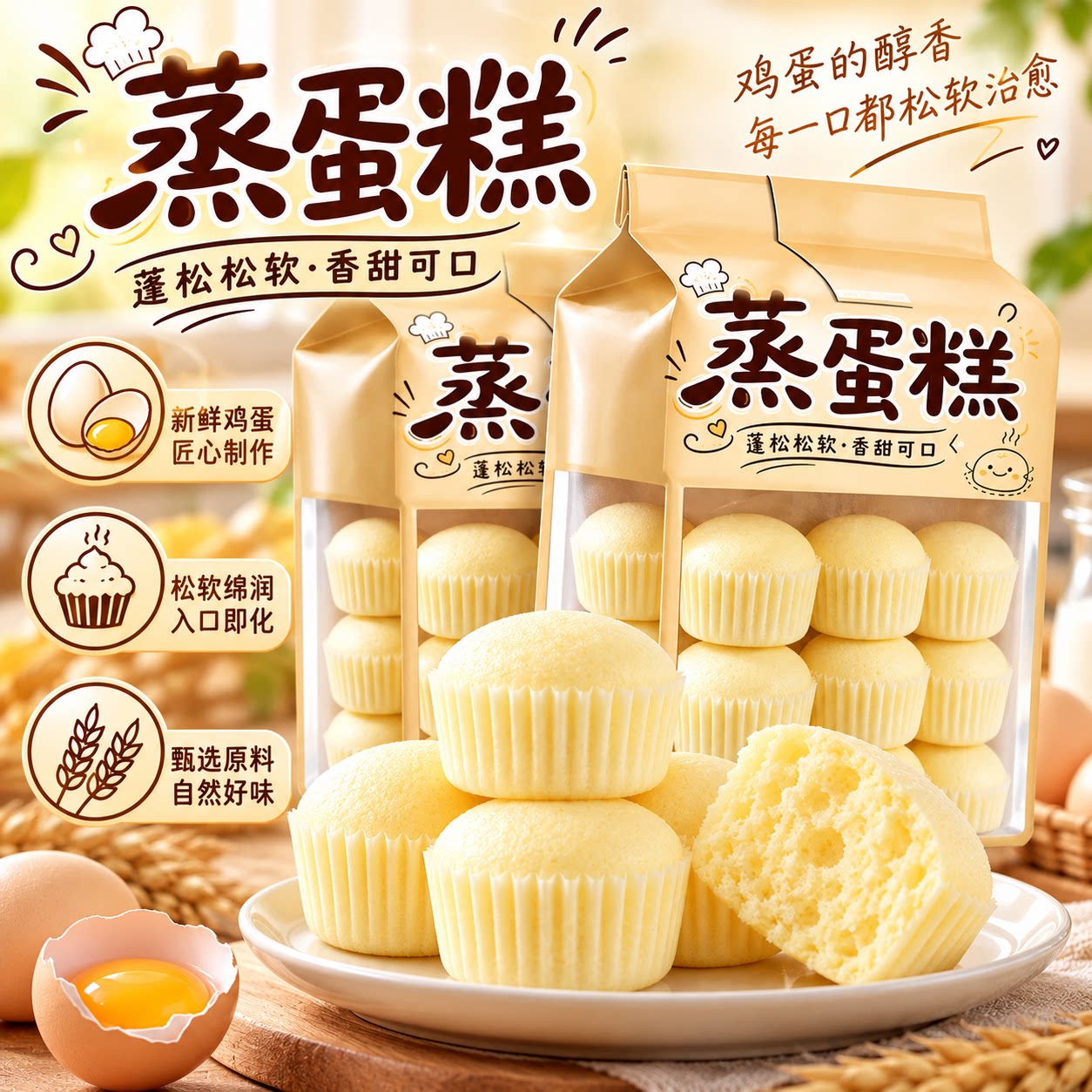 港式木糖醇奶香蒸蛋糕独立装