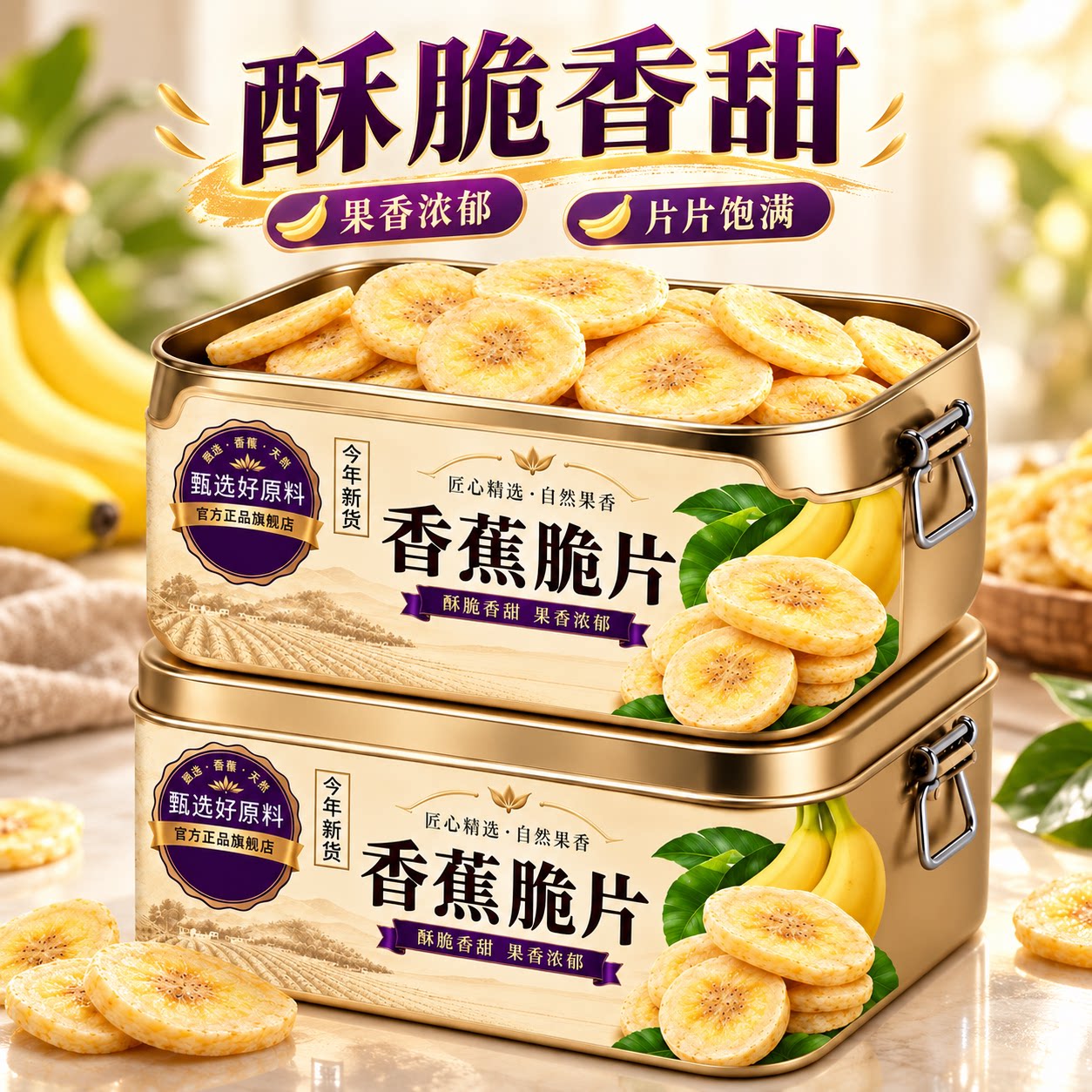 新货冻干烤香蕉片干官方旗舰店