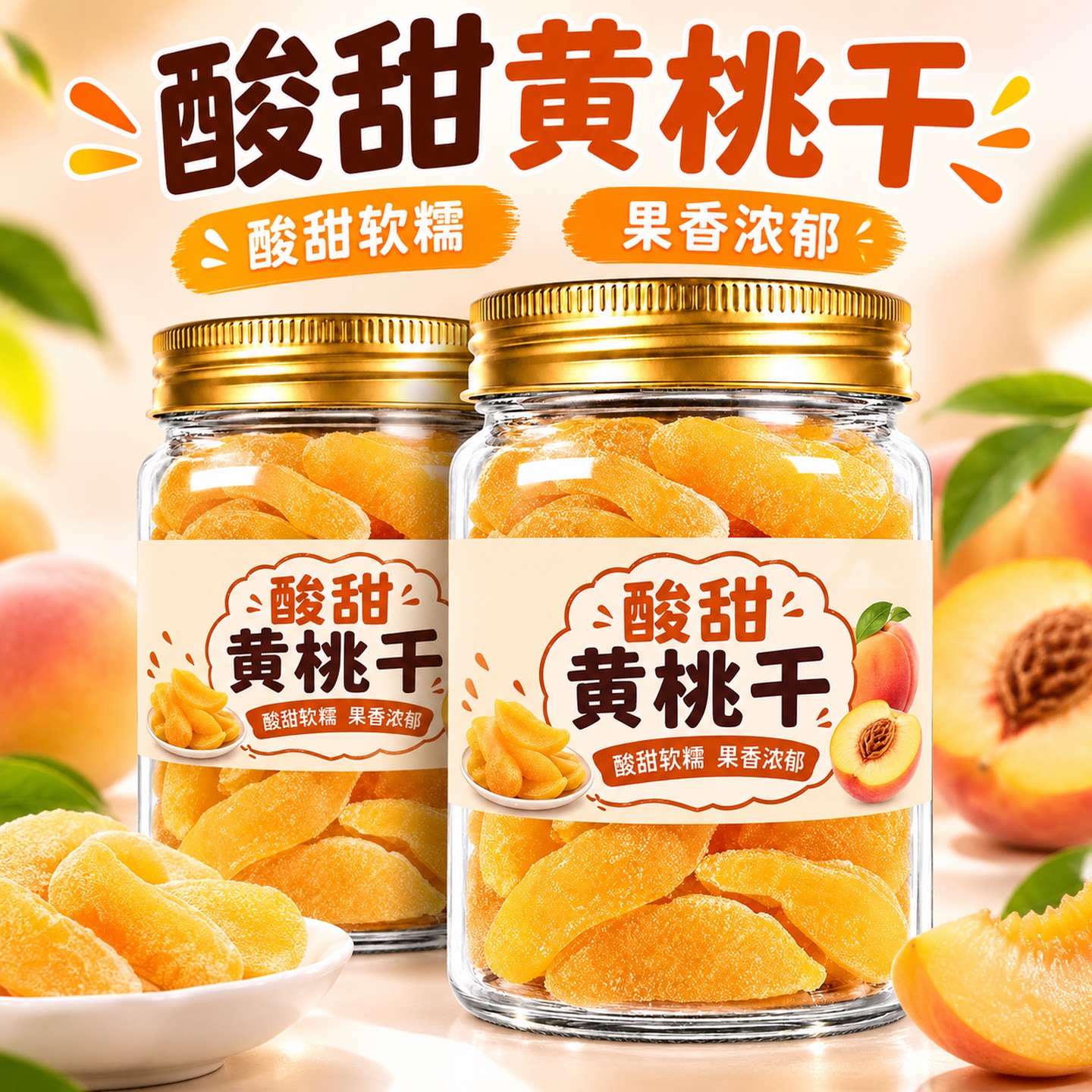 黄桃干2026新货非盐津桃零食果脯
