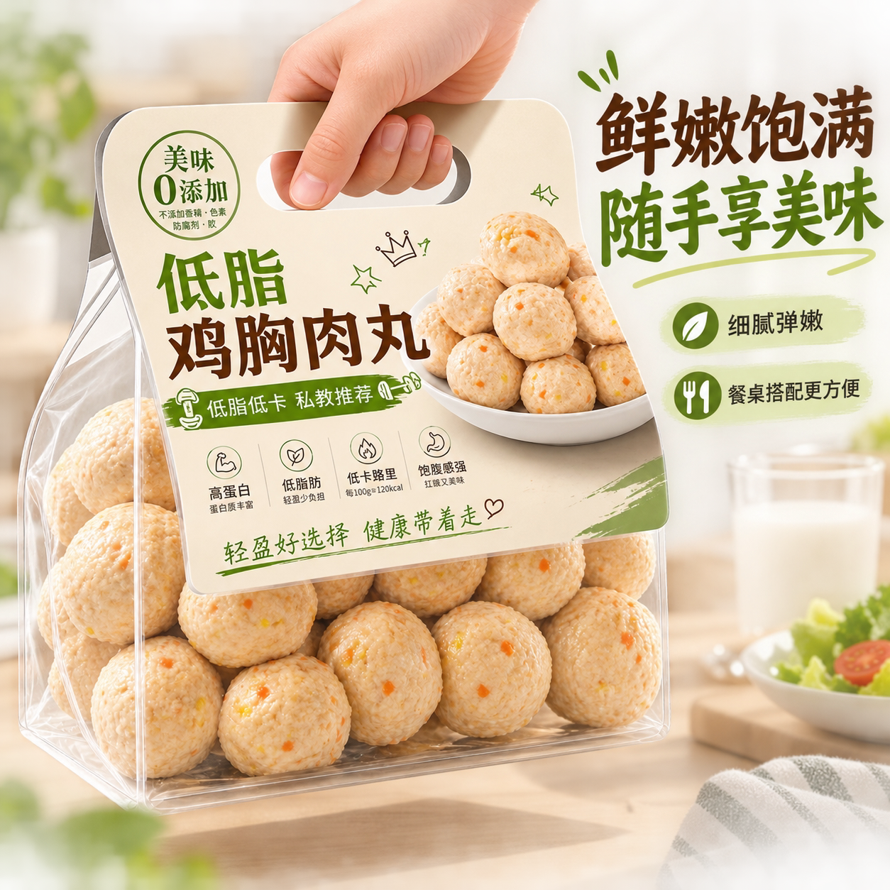 低脂鸡胸肉丸即食健身代餐解馋丸