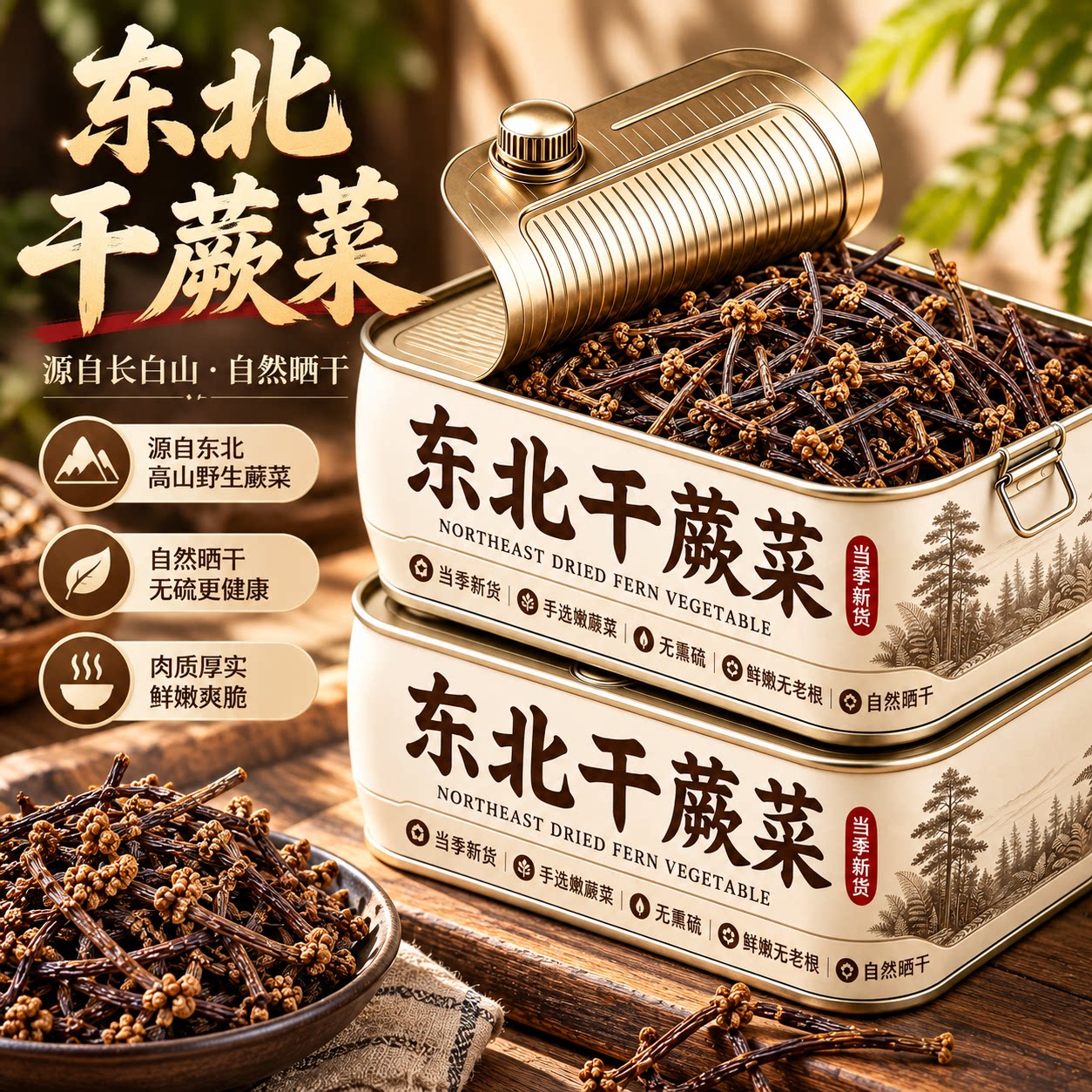 野生干蕨菜东北特产农家自制罐装