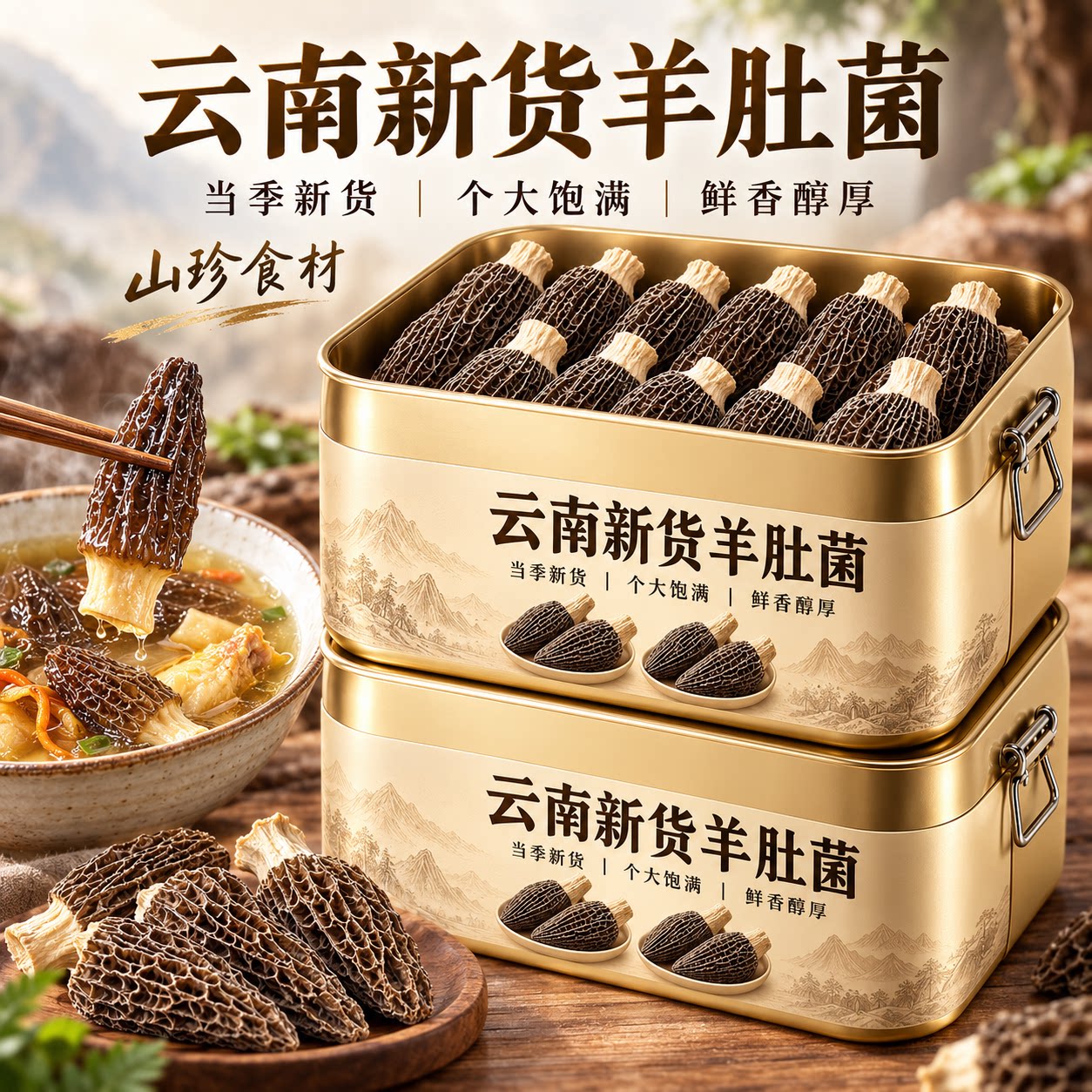 云南特产黑羊肚菌干货商用美味
