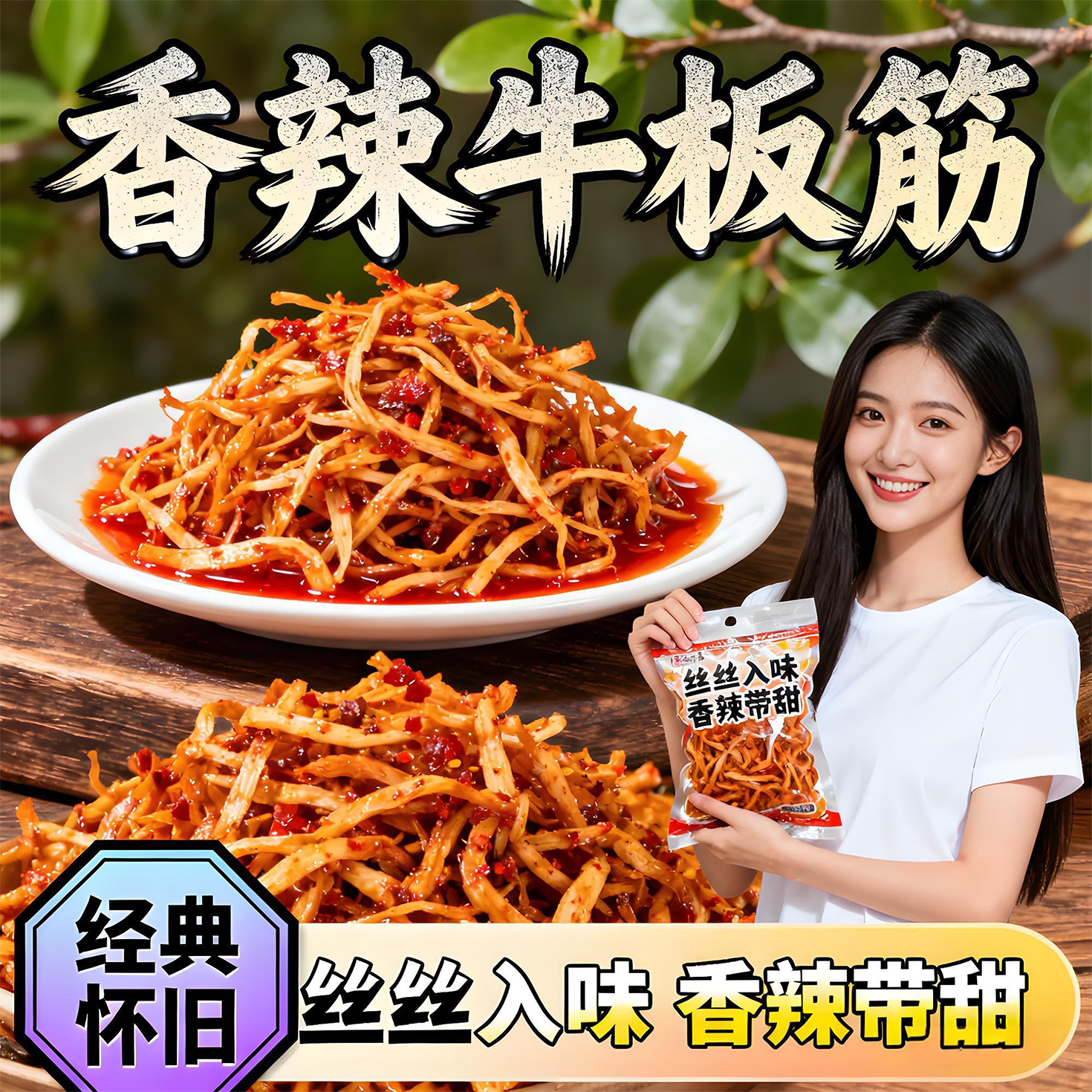 香辣牛板筋东北延边特色辣板筋休闲即食麻辣小吃10g/袋童年零食