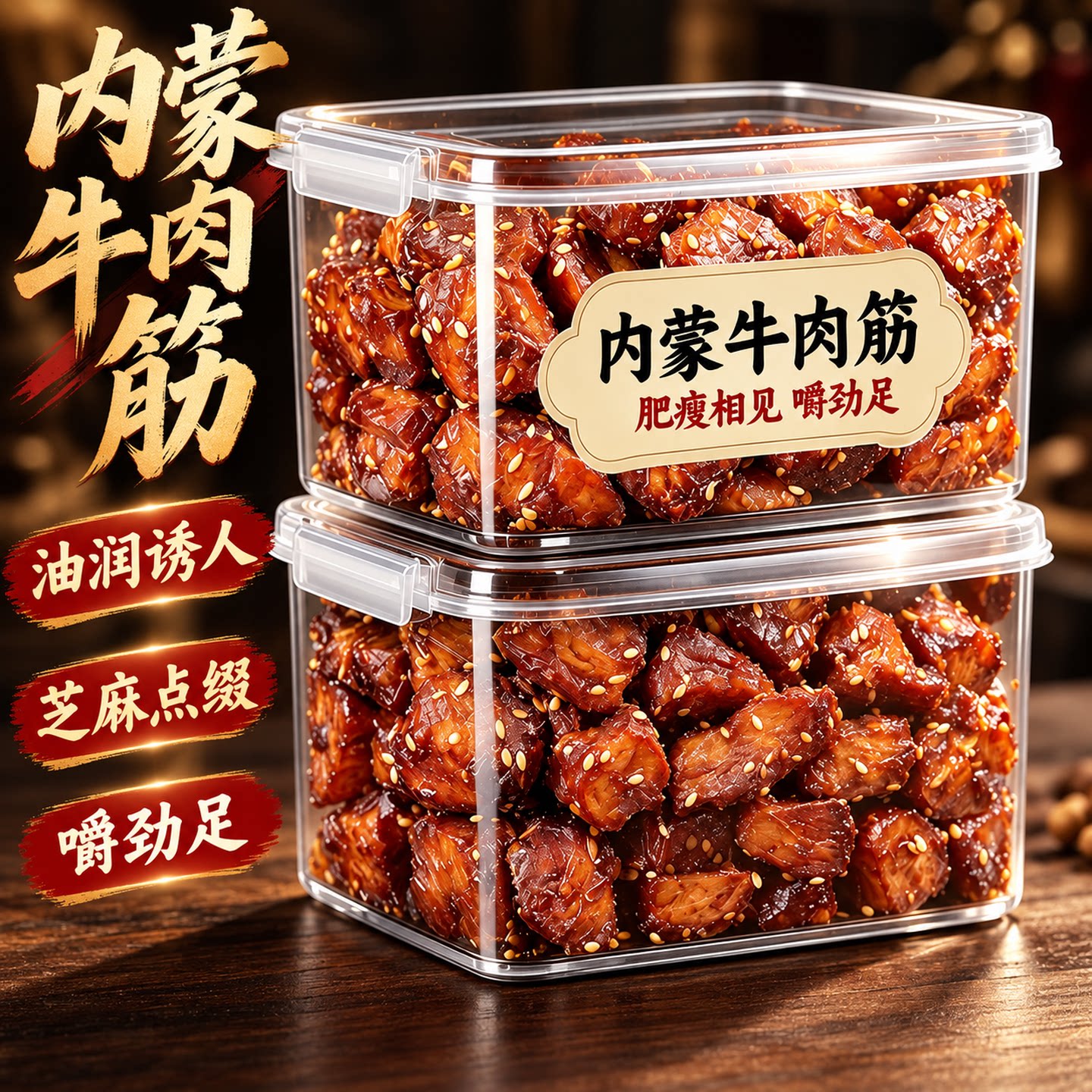 内蒙古牛肉筋筋头巴脑孜然味下酒