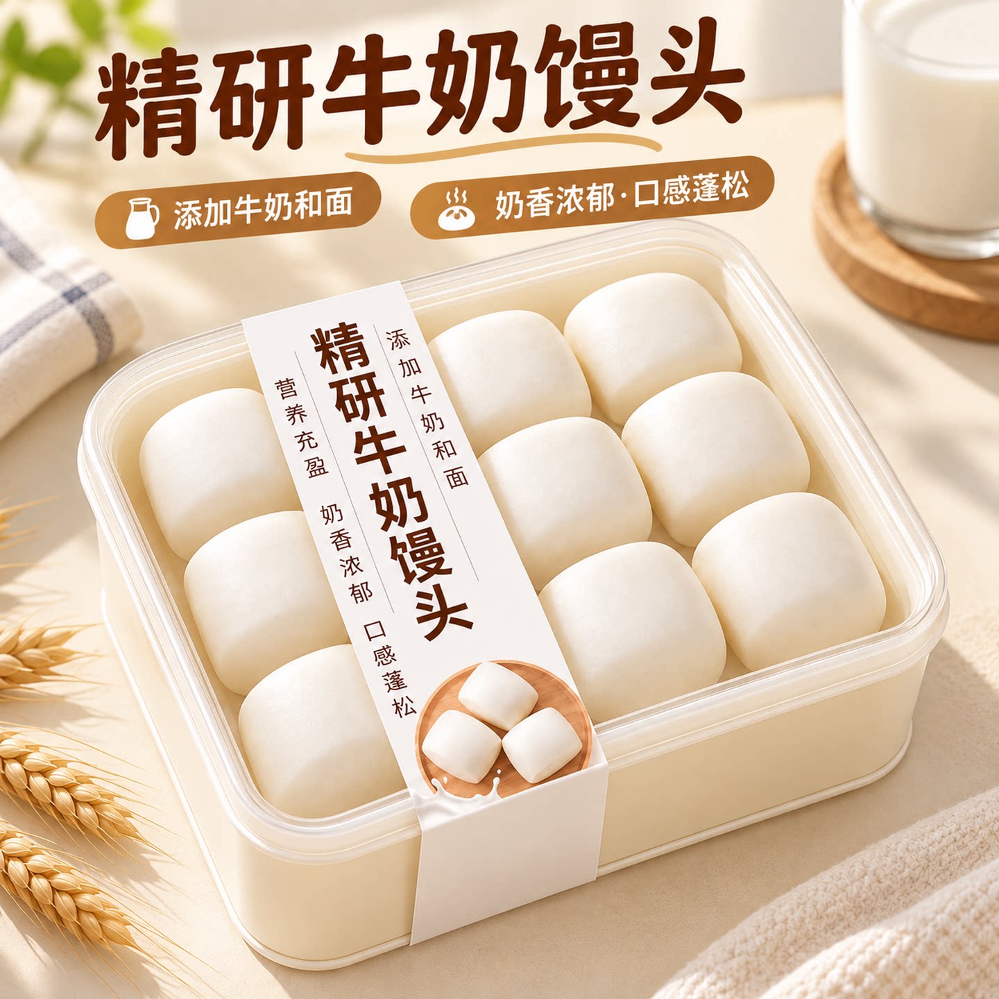 牛奶馒头加热即食孩子早餐营养